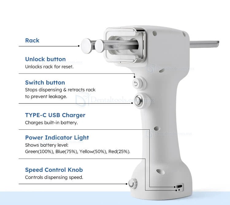Pistola Dosificadora El&eacute;ctrica Port&aacute;til para Impresi&oacute;n Dental 1:1/2:1 50ml